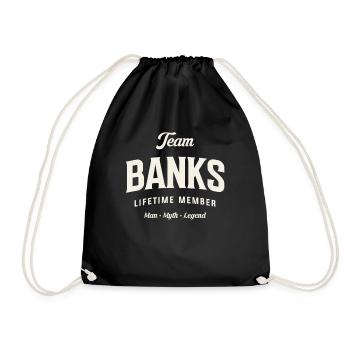 Team Banks Lifetime Member Funny Name Banks - Drawstring Bag - black - Front