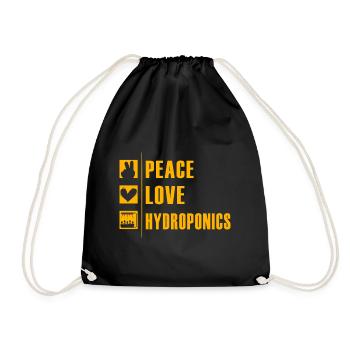 Peace Love Hydroponics - Drawstring Bag - black - Front