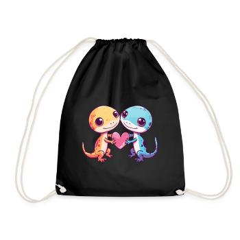 Lézard Gecko Lézard Couple Amour Saint Valentin - Sac de sport léger - noir - Devant