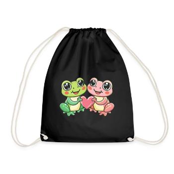 Frosch Paar Liebe Valentinstag - Turnbeutel - Schwarz - Vorne