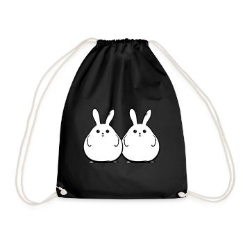 Bunny Funny Easter Couple - Drawstring Bag - black - Front