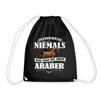 Araber Pferde Shirt-UNF - Turnbeutel - Schwarz - Vorne