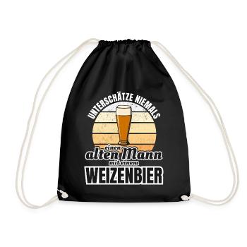 Weizenbier alter Mann Grossvater Vater Geschenk - Turnbeutel - Schwarz - Vorne