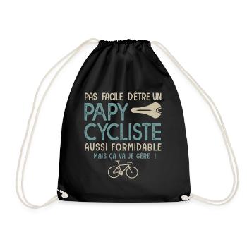 papy cycliste formidable vélo velo vélos - Sac de sport léger - noir - Devant
