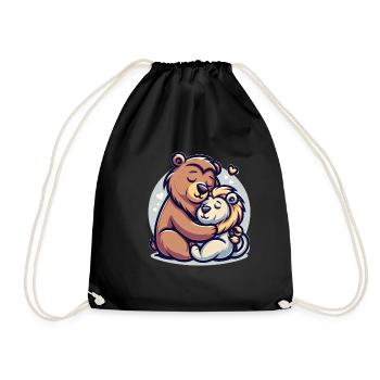 Cuddling Bear And Lion In Love - Drawstring Bag - black - Front