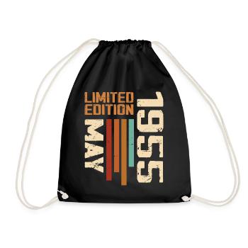 May 1955 Vintage Born In May 1955 Birthday - Drawstring Bag - black - Front