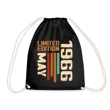 May 1966 Vintage Born In May 1966 Birthday - Drawstring Bag - black - Front