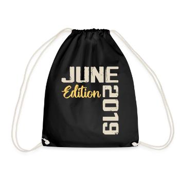 Born in June 2019 Gift June 2019 Birthday - Drawstring Bag - black - Front