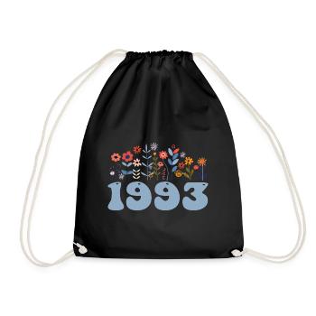 1993 Floral Pattern 1993 Floral Theme Flowers 1993 - Drawstring Bag - black - Front