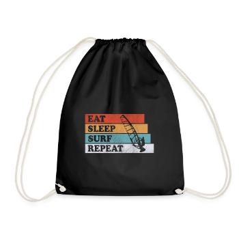 EAT SLEEP SURF REPEAT WINDSURFEN SURFER GIFT - Drawstring Bag - black - Front