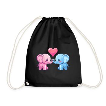 Elefant Paar Liebe Valentinstag - Turnbeutel - Schwarz - Vorne