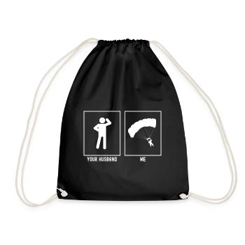 Your husband - Me - Paragliding Diagonal Vekto - Drawstring Bag - black - Front