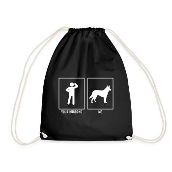 Your husband - me - dog stand - Drawstring Bag - black - Front