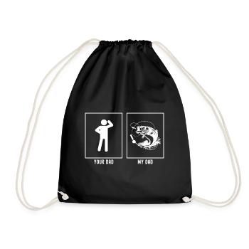 Her father - My father - fishing caught - Drawstring Bag - black - Front