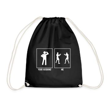 Son mari - Moi - Combat de boxe - Sac de sport léger - noir - Devant
