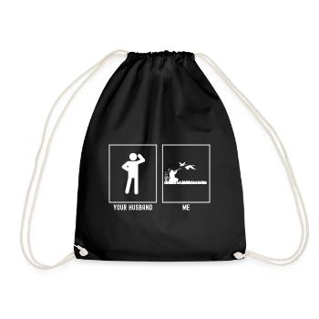 Her husband - I - hunting flying birds - Drawstring Bag - black - Front