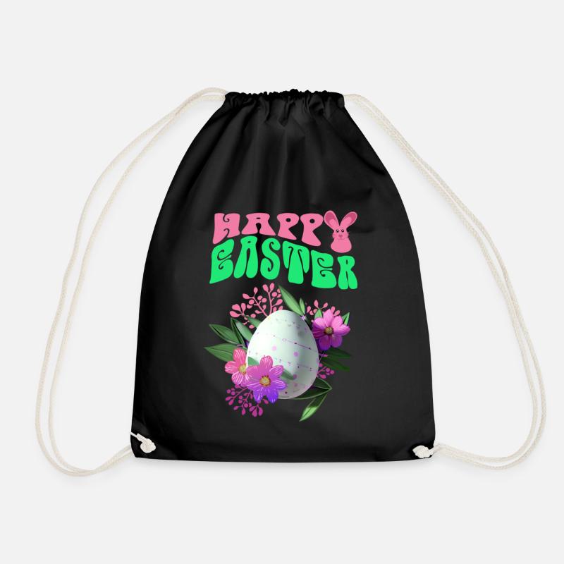 Frohe Ostern Osterei Blumenkunst - Turnbeutel - Schwarz