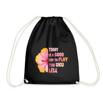Today is a good day to play the Ukulele Hibiscus - Drawstring Bag - black - Front