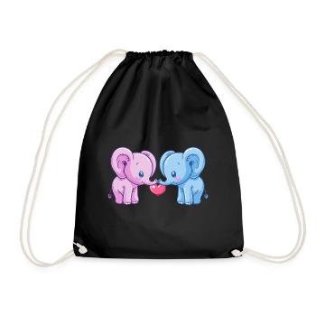 Couple de mammouths amour la Saint-Valentin - Sac de sport léger - noir - Devant