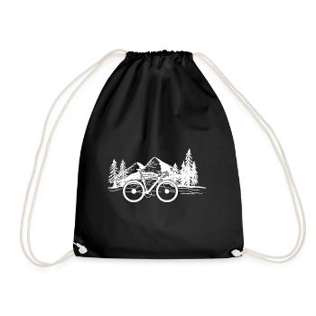 Fahrrad und Berge - (F.m) - Turnbeutel - Schwarz - Vorne