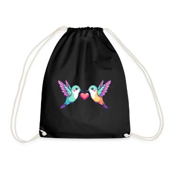 Colibri oiseau couple amour Saint-Valentin - Sac de sport léger - noir - Devant