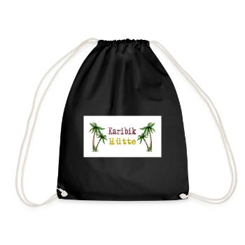 Caribbean Cabin Palm Trees Island Idyll - Drawstring Bag - black - Front