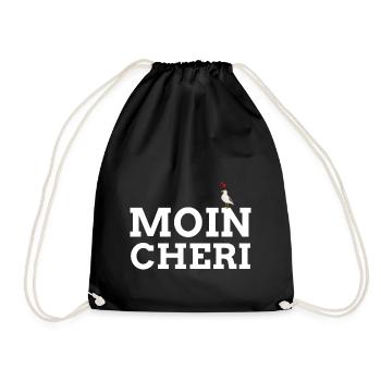 Moin Cherie | Moin Liebe Nordsee Ostsee lustig - Turnbeutel - Schwarz - Vorne