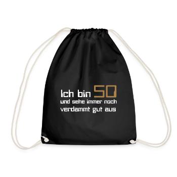 50 Geburtstag - Turnbeutel - Schwarz - Vorne