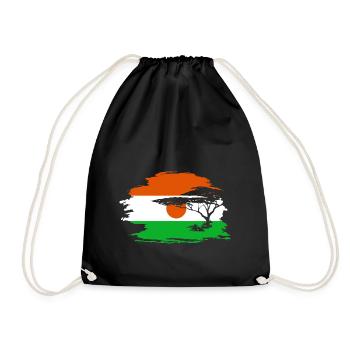 Niger Africa Afrika Flag Flagge - Turnbeutel - Schwarz - Vorne