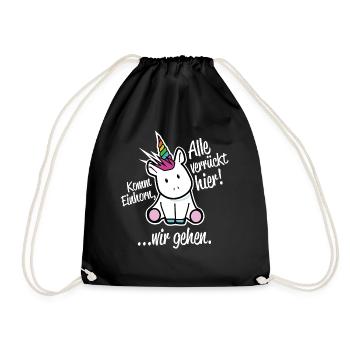 All crazy Here, come unicorn we go - Drawstring Bag - black - Front