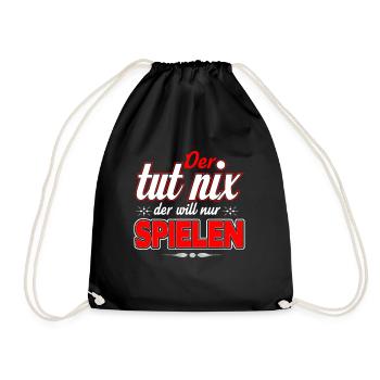 Der tut nix - der will nur Spielen - Hundebesitzer - Turnbeutel - Schwarz - Vorne