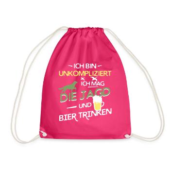 Hunting and drinking beer - Drawstring Bag - fuchsia - Front