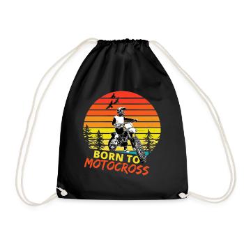 Motocross / Enduro / Freestyle mx / Dirtbike retro - Drawstring Bag - black - Front
