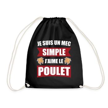 mec simple poulet | cadeau drôle homme simple - Sac de sport léger - noir - Devant