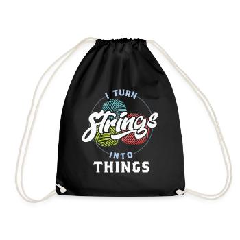 Knitting I Turn Strings into Things - Turnbeutel - Schwarz - Vorne