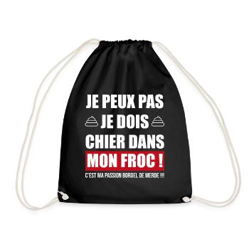 je peux pas chier dans mon froc | cadeau débile - Sac de sport léger - noir - Devant