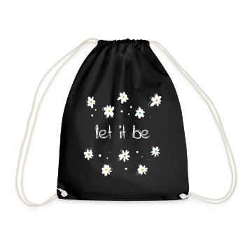 Motivational Quotes Hippie Flower Let It Be - Drawstring Bag - black - Front