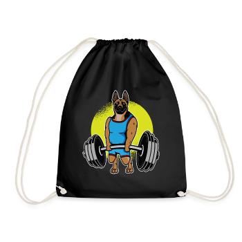 Belgian Malinois Weightlifting I Deadlift Fitness - Drawstring Bag - black - Front