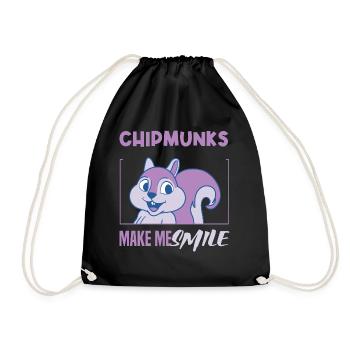 Chipmunks Smile Cute Forest Animal Nature - Drawstring Bag - black - Front