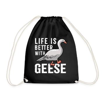La vie avec les oies, mignon oiseau ironique - Sac de sport léger - noir - Devant