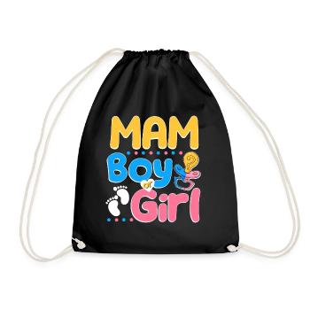 Pink or Blue Mam Loves You Best Mom Ever - Drawstring Bag - black - Front