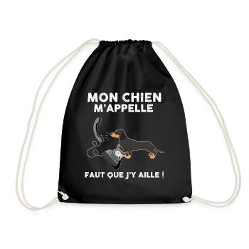 Chien Humour Cadeau Drôle Teckel - Sac de sport léger - noir - Devant