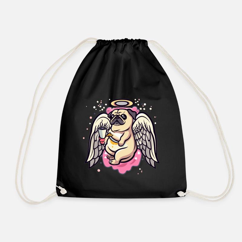 Mops Hund Schutzengel Spirituell Geschenkidee - Turnbeutel - Schwarz