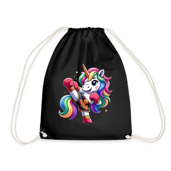 Niedliches Muay Thai Einhorn - Turnbeutel - Schwarz - Vorne