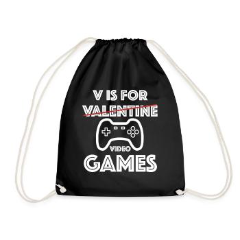 V comme Jeux vidéo | Jeu, dictons amusants - Sac de sport léger - noir - Devant