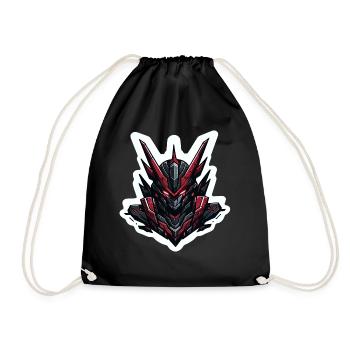 Battle Mech Cyber Mech Warrior Emblem Sci-Fi Robot - Drawstring Bag - black - Front