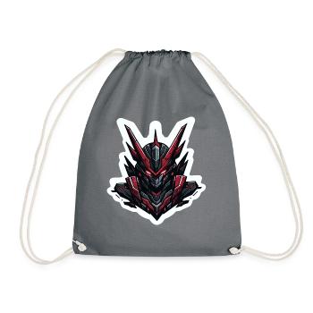 Battle Mech Cyber Mech Warrior Emblem Sci-Fi Robot - Drawstring Bag - grey - Front