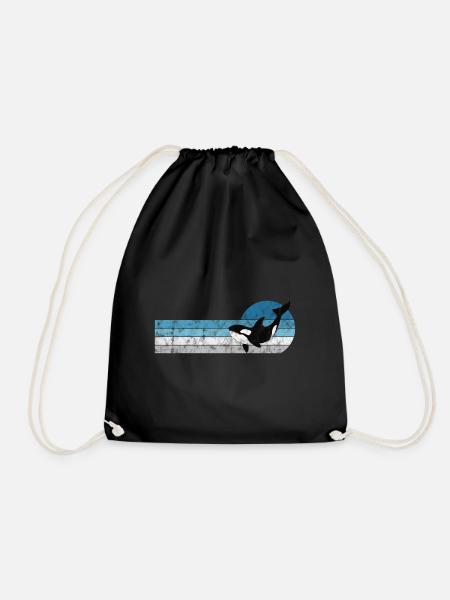 Orca killer whale killer whale gift retro whale ocean - Drawstring Bag - black