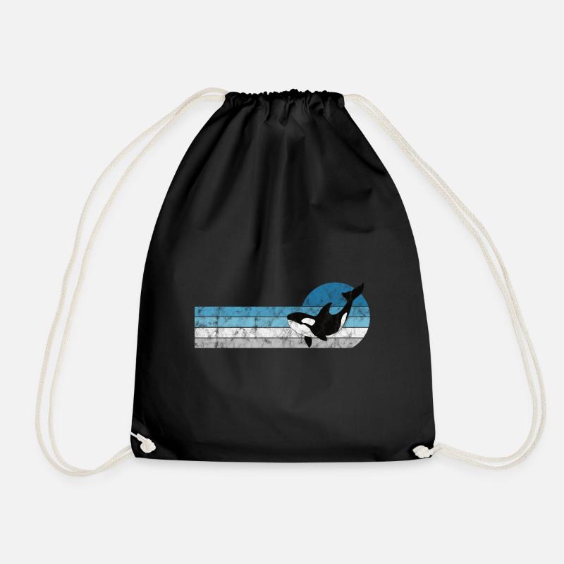 Orca Schwertwal Killerwal Geschenk Retro Wal Ozean - Turnbeutel - Schwarz