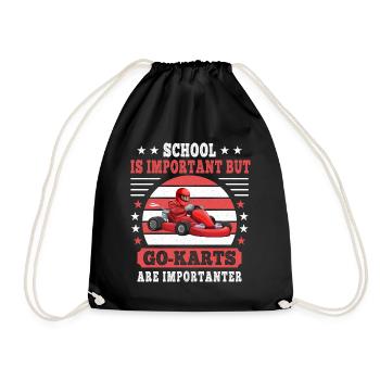 Go Kart Racing Born To Race Forced to go to School - Drawstring Bag - black - Front
